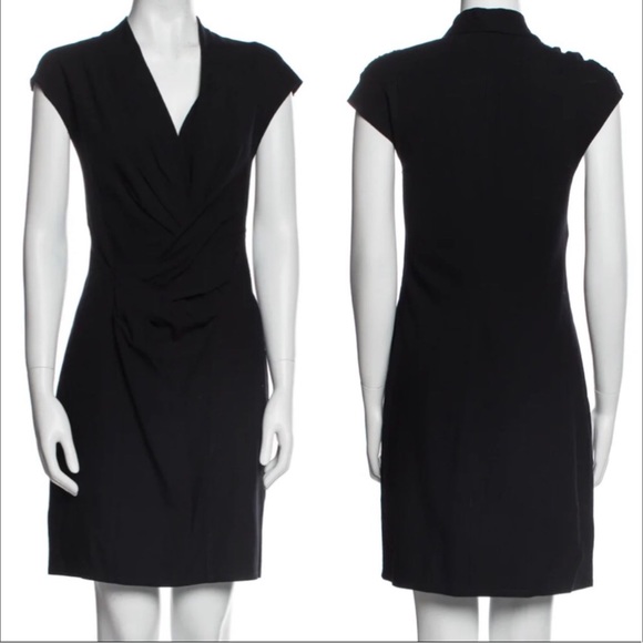 Helmut Lang Dresses & Skirts - Helmut Lang black wool drape front dress